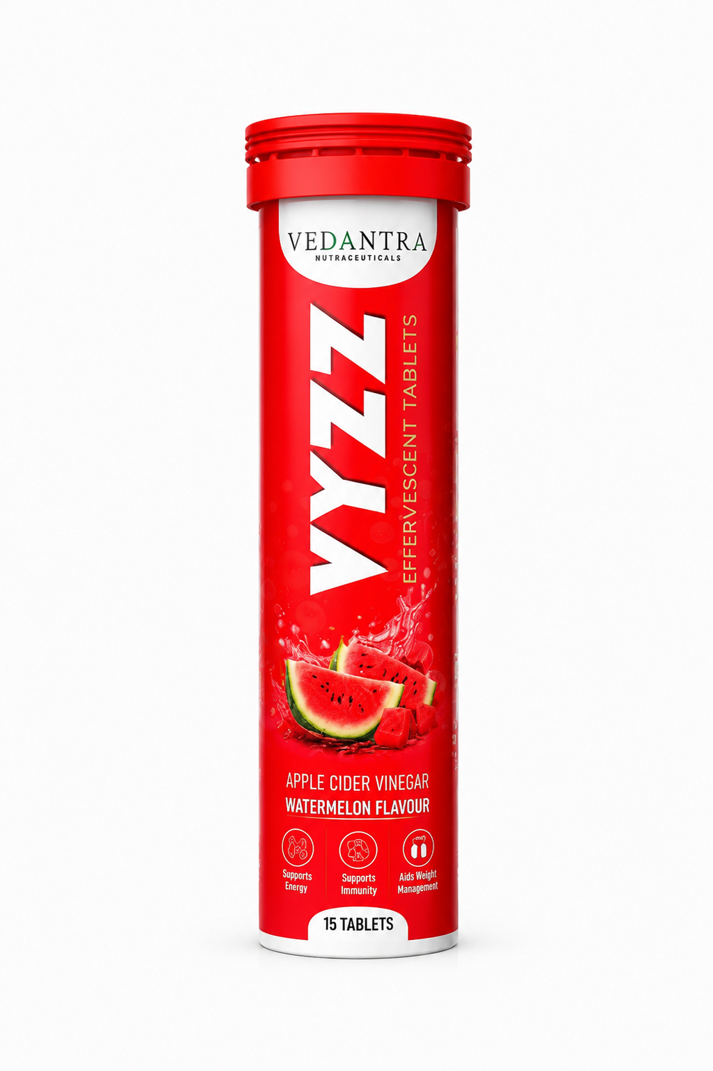 VYZZ  ACV Apple Cider Vinegar Effervescent Tablets – Water Melon Flavour | 15 Tablets
